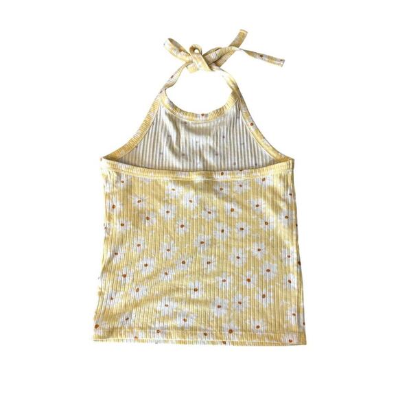 Y2K-inspired yellow and white daisy halter top women's size medium - Picture 2 of 4